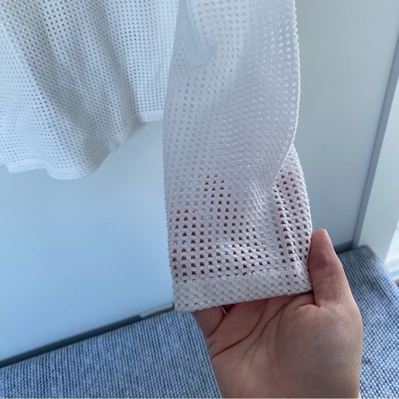 Aritzia Wilfred Free White Mesh Look Sweater Size Large - Picture 7 of 13